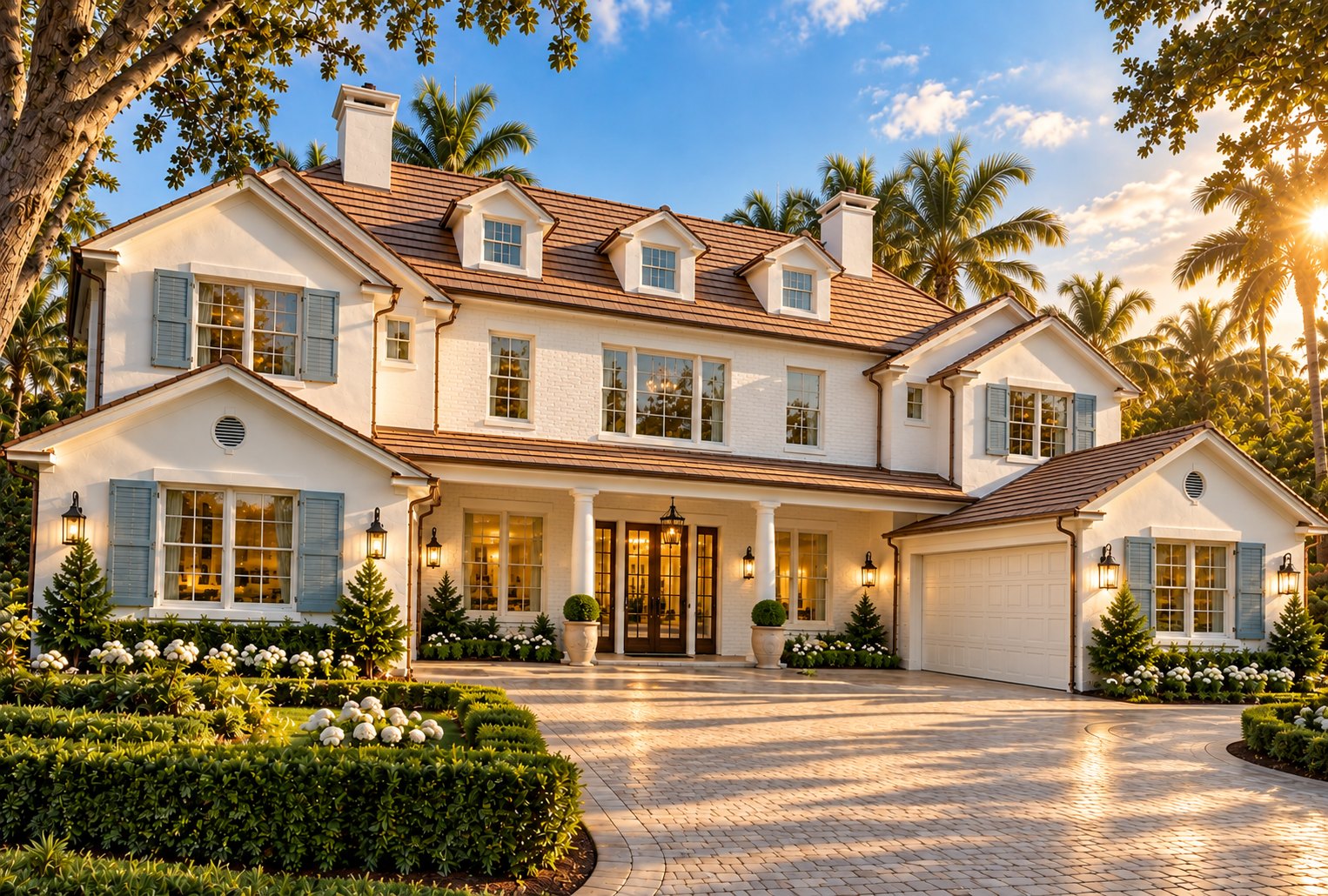 2901 Embassy — front of the residence at golden hour